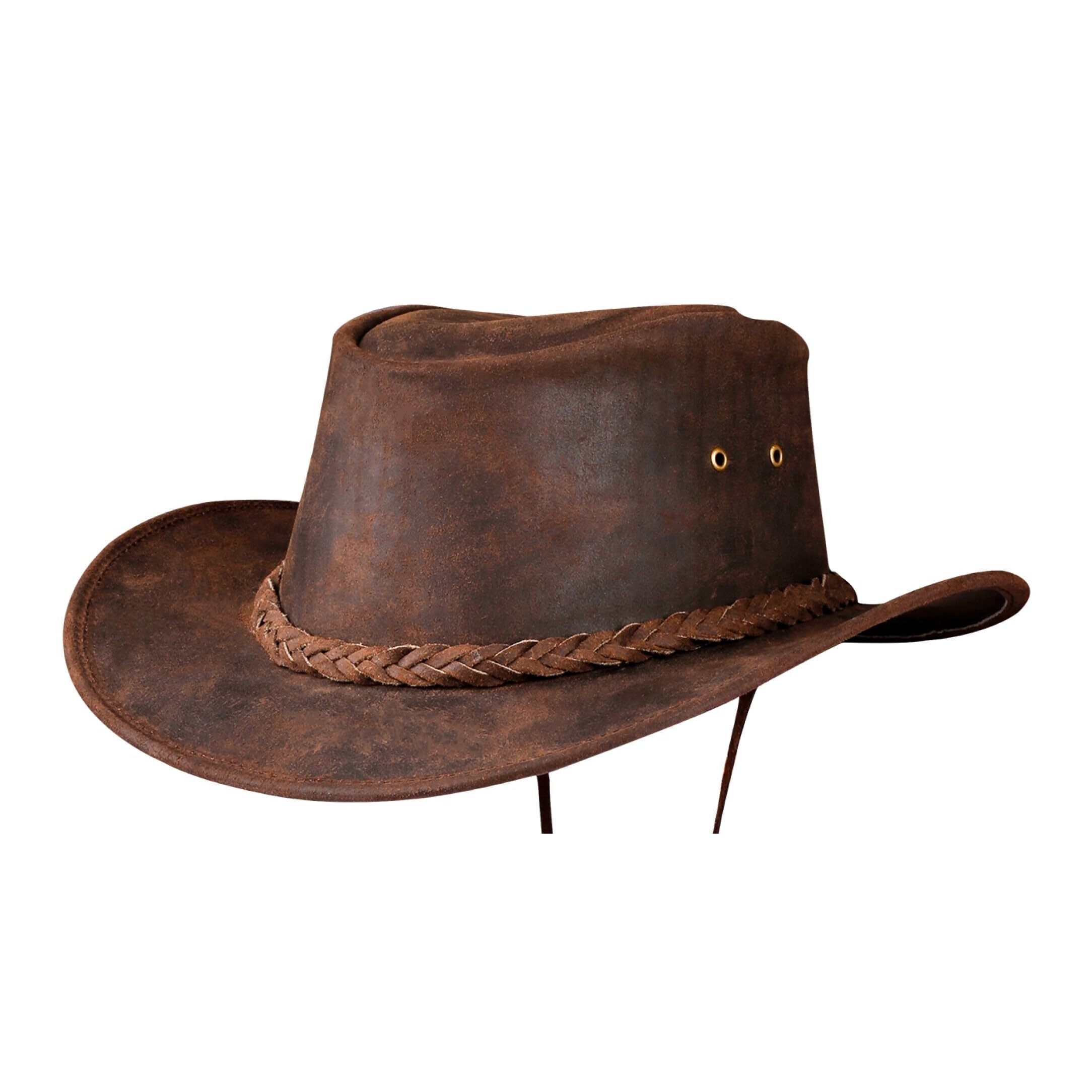 2478 Shapeable Leather Cowboy Hat Into Outback Hat Western Vintage Australian